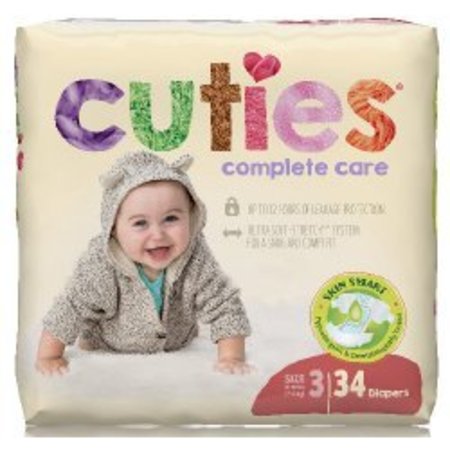 CUTIES Complete Care Baby Diaper Size 3, 16 to 28 lbs., PK 136 CCC03